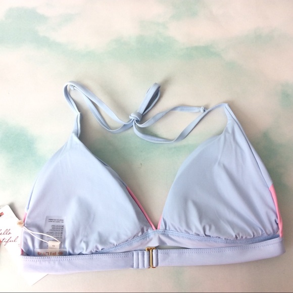 New PilyQ Color Block Triangle Bikini Top D XL - Picture 4 of 6